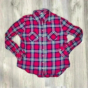 Aeropostale Lightweight Pink Plaid Button Down Shirt Casual Cotton Top Size XL